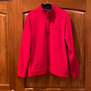 Lyle & Scott Quarter Zip Fleece Pullover Red & Navy Blue Size Large